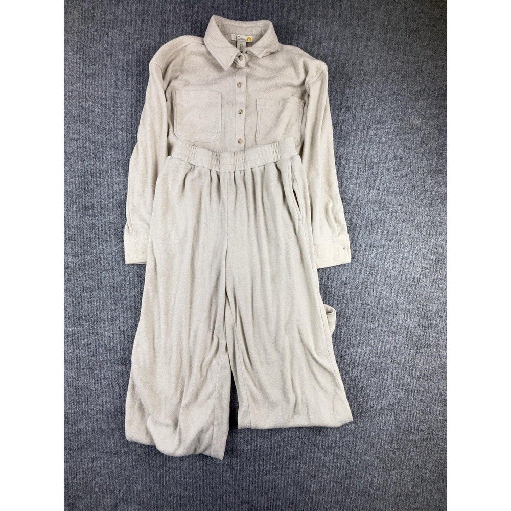 C&C California Sweater Pants Set Womens Small Beige Knit Elastic Waist Lounge